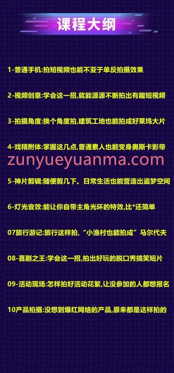 抖音自媒体必学教程0基础学会用手机拍短视频13课全集