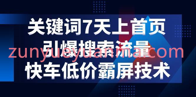 电商关键词七天上首页引爆搜索流量视频教程 快车低价霸屏技术5节课全