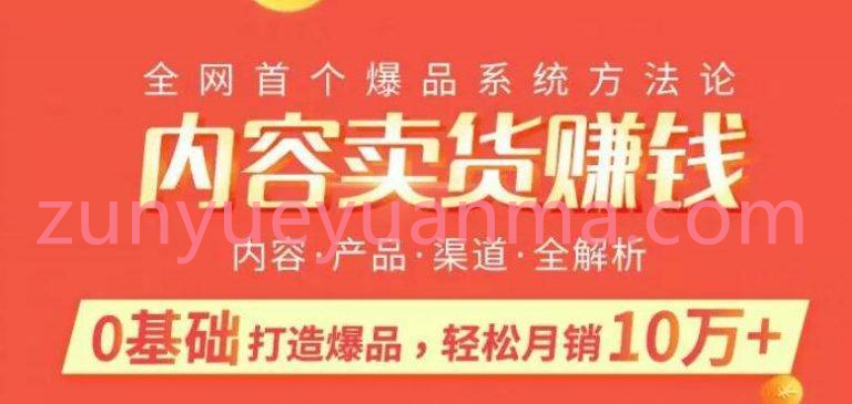 内容卖货赚钱0基础打造卖爆品最新视频教程