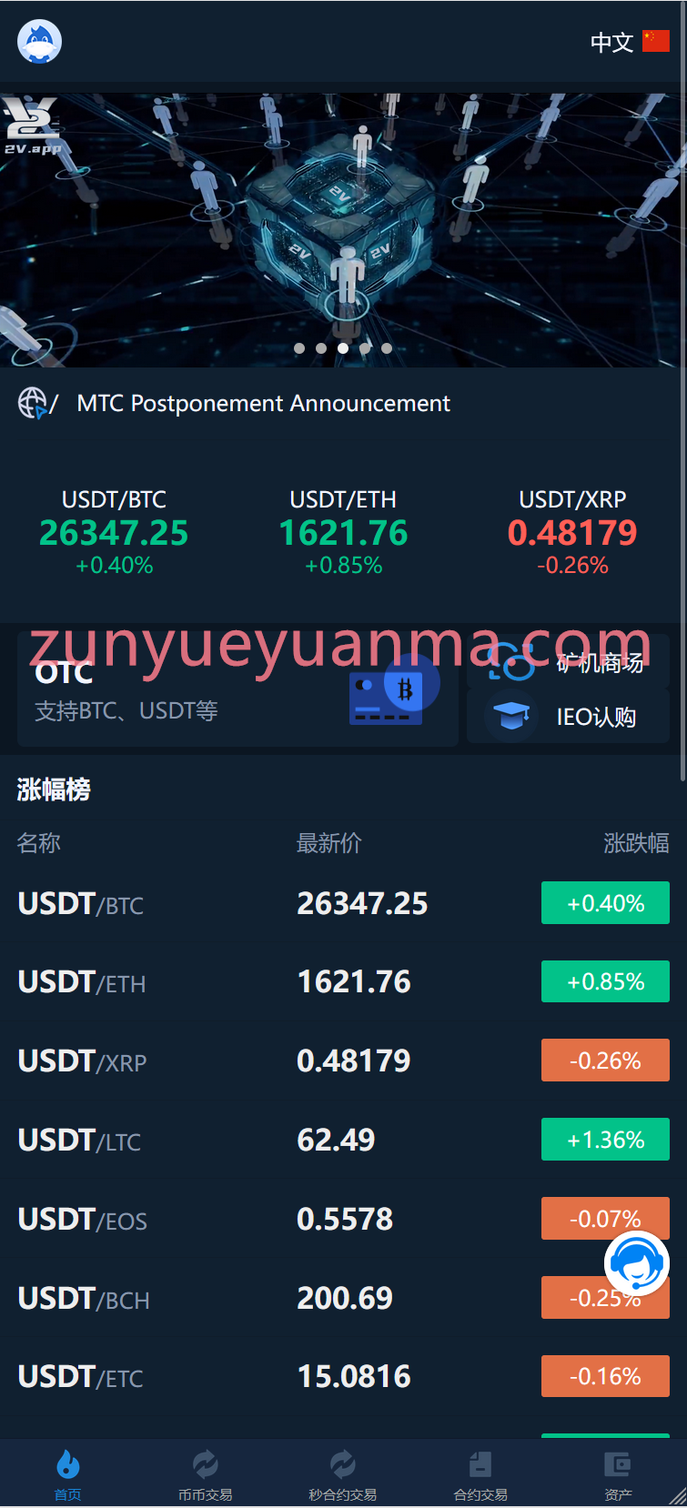 【商业收费源码】多国语言秒合约矿机交易所